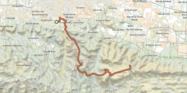 The Saint Remy de Provence - Between valley and plateau track on the IGN map