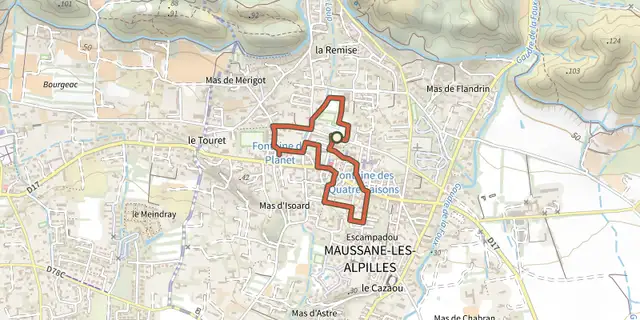 The Maussane les Alpilles - Over the water track on the IGN map