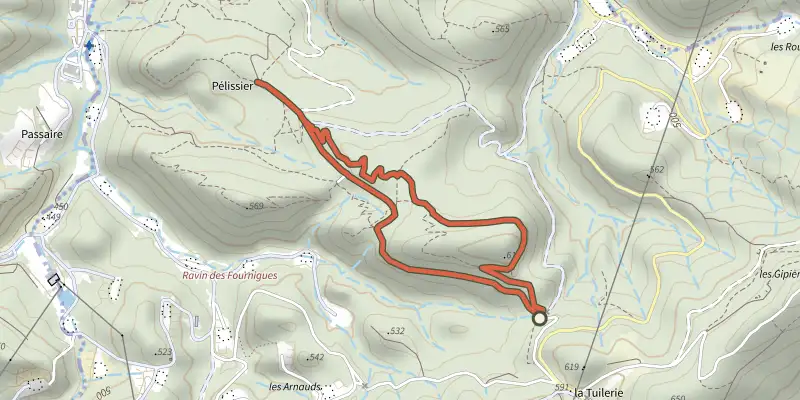 Carte du tracé de Manosque - Forêt de Pélicier en poussette ! sur le Plan IGN, départ et points de passage numérotés