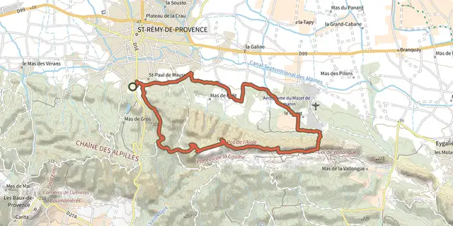 The Saint Remy de Provence - The Alpilles ridge track on the IGN map