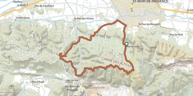 The Saint Remy de Provence - From Saint Rémy to Les Baux track on the IGN map