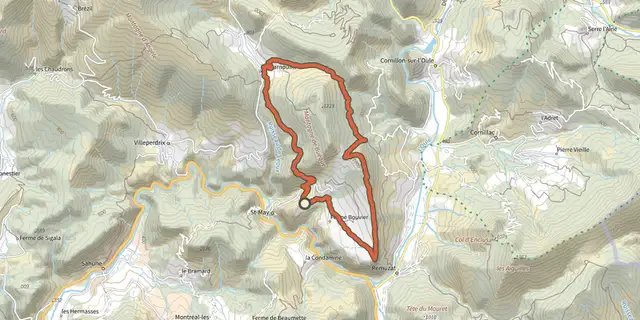 The Tour of the Montagne du Buègue track on the IGN map