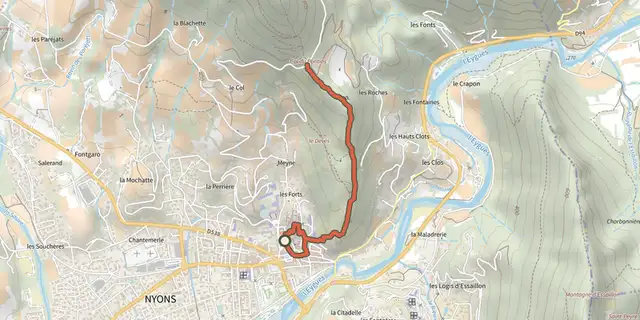 The The Devès track on the IGN map