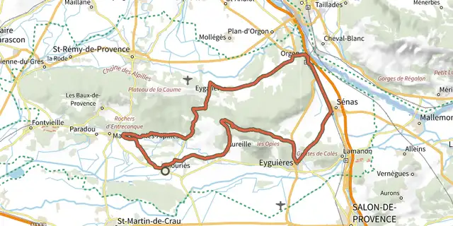 The The Alpilles Roquemartine by Bike: The Integral track on the IGN map
