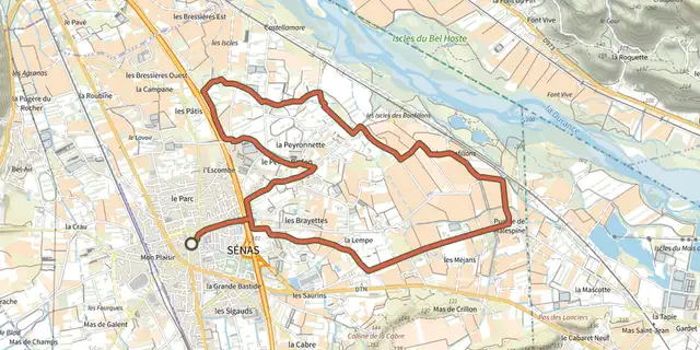 The Perrier Redon by bicycle track on the IGN map