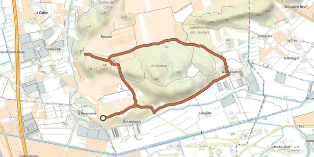The The Cabre and The Pécoule track on the IGN map