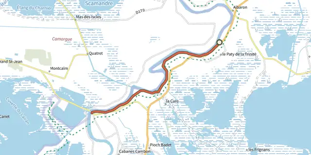 Tracé de Arles - La digue du Petit-Rhône sur le Plan IGN