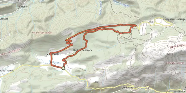 The Greolieres - Circuit du Peyron track on the IGN map