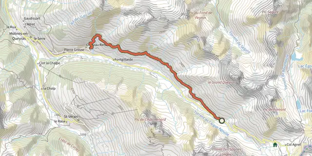 The Le canal de Rouchas Frach - Molines track on the IGN map