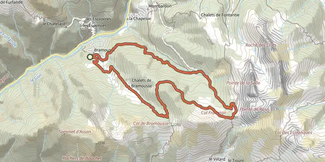 The Cols de Bramousse et Fromage depuis Bramousse - Guillestre track on the IGN map