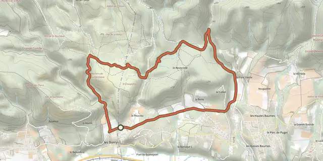 The Puget-sur-Durance - Sur les chemins des Huguenots track on the OpenTopoMap map