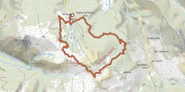 The Razis - Risoul / Vars en VTT track on the IGN map