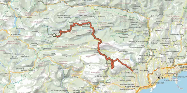 The Saint-Auban - VENCE - La Maralpine en 5 jours track on the OpenTopoMap map