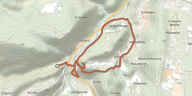 The Méounes-les-Montrieux - Autour de la Vierge track on the IGN map