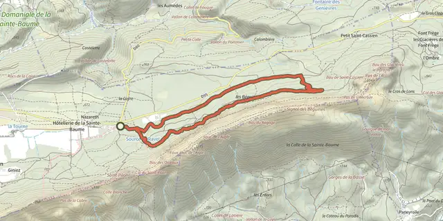 The Plan d'Aups Sainte-Baume - Le sentier Merveilleux track on the IGN map