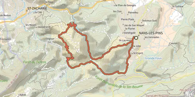 The Nans-les-Pins - L'Huveaune track on the OpenTopoMap map