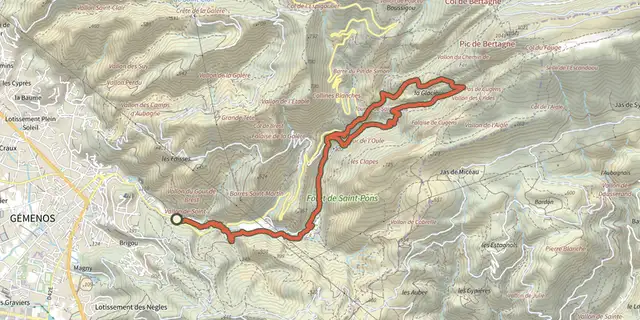 The Gémenos - Le sentier de la glacière track on the IGN map