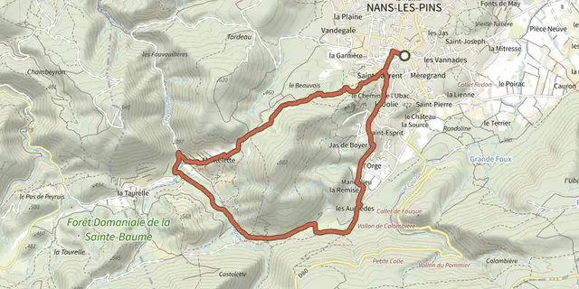The Nans-les-Pins - De l'Huveaune à Mantelette track on the IGN map