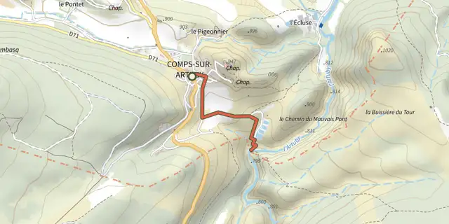 The Comps-sur-Artuby - Le Mauvais Pont track on the IGN map
