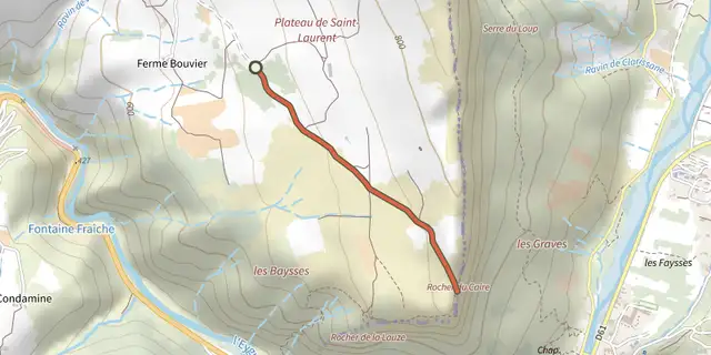The Le plateau de Saint-Laurent track on the IGN map