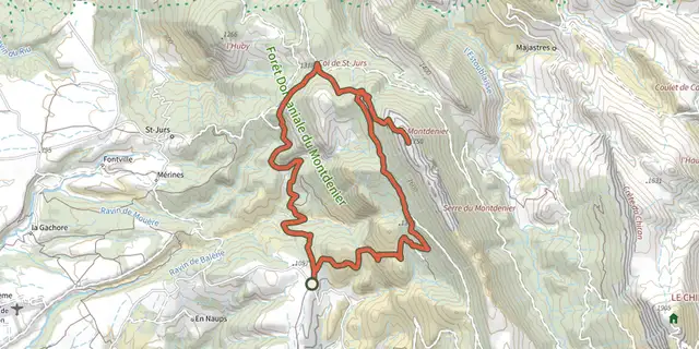The Moustiers-Sainte-Marie - Le sommet du Montdenier track on the IGN map