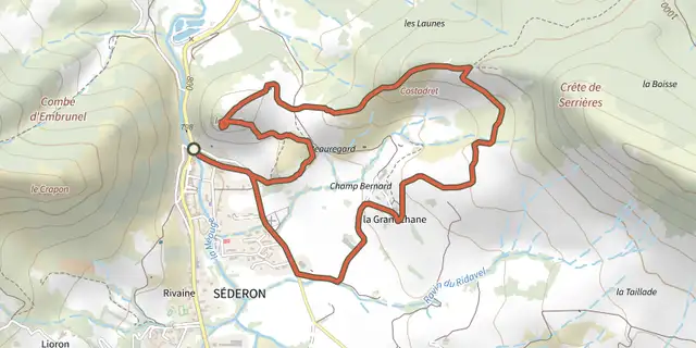 The Séderon - La crête de Costadret track on the IGN map
