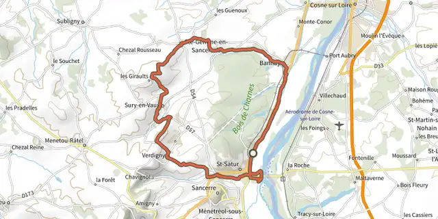 The Entre vignes et patrimoine track on the IGN map
