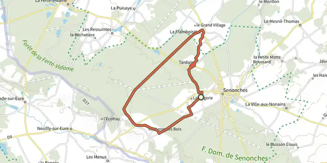 The Chemin des Louvetiers track on the IGN map