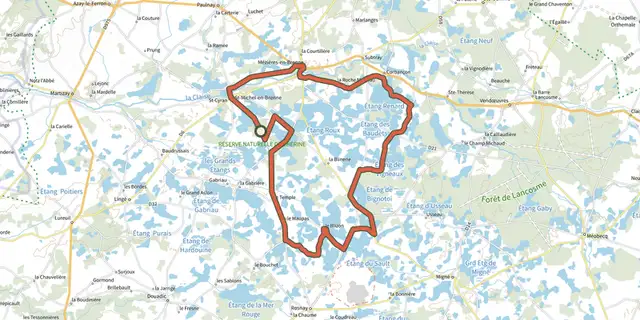 The Grand circuit des étangs de la Brenne track on the IGN map