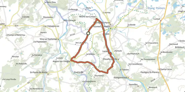 The En passant par Angles sur l'Anglin track on the IGN map