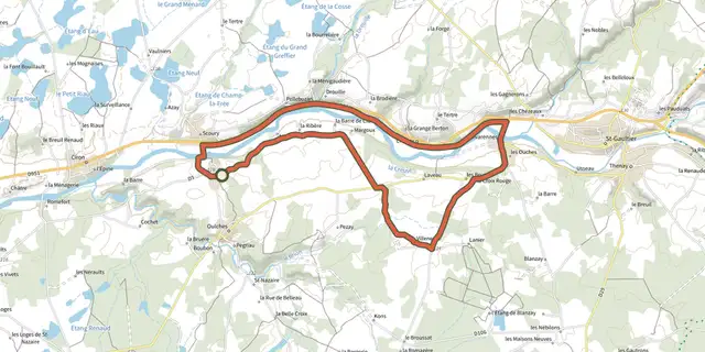 The Au fil de la Creuse track on the IGN map