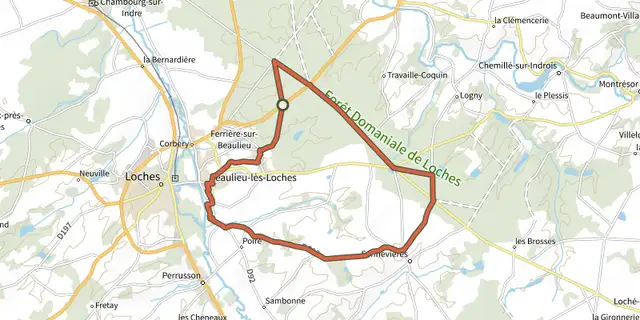 The De Loches au Pas-aux-Ânes track on the OpenTopoMap map