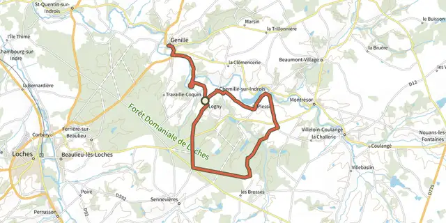 The De chêne et d’eau track on the IGN map