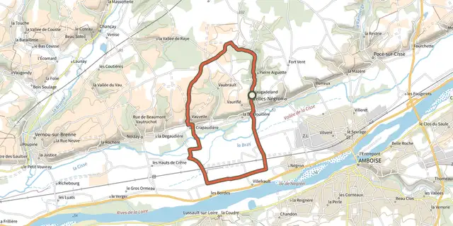 The Loire et terroir track on the OpenTopoMap map