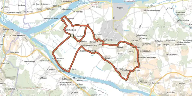The Entre Chinon et Candes Saint-Martin track on the IGN map