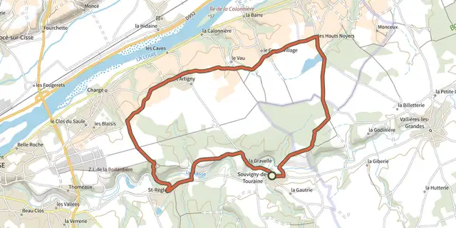 The Au fil de l'Amasse track on the IGN map
