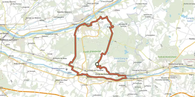 Tracé de La voie royale sur le Plan IGN