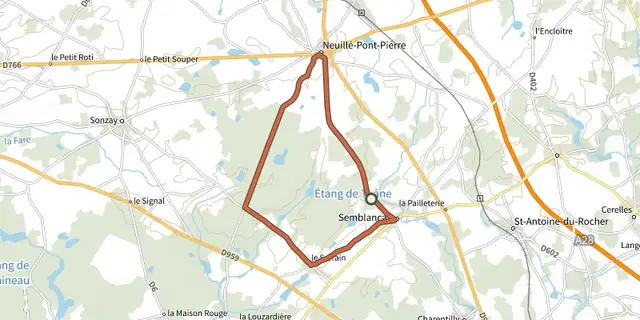 The Semblançay, Le Serrain, Sonzay, Neuillé-Pont-Pierre track on the IGN map