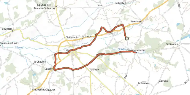 The A l'ombre des clochers track on the IGN map