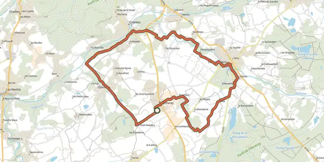 The Entre vignobles et Châteaux track on the IGN map