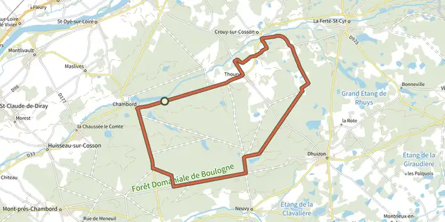 The Chambord Domaine Royal track on the OpenTopoMap map