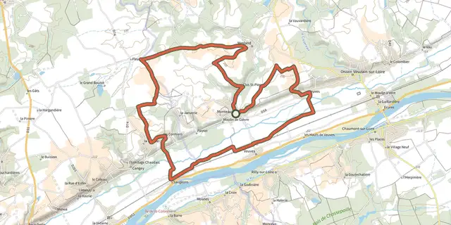 The Entre vignes et coteaux du Touraine-Mesland track on the OpenTopoMap map