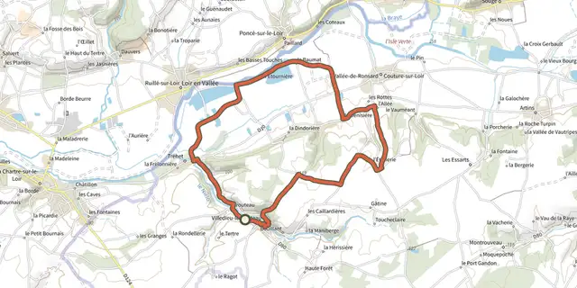 The Ronsard au bord du Loir track on the IGN map