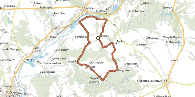 The Autour de Rocheux track on the IGN map