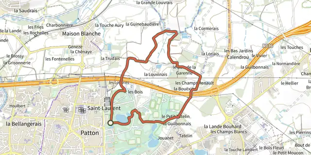 Tracé de Parcours de jogging Gayeulles Nord sur le Plan IGN