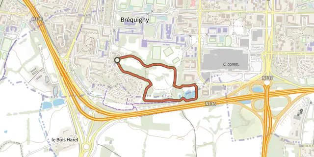 Tracé de Parcours de jogging Brequigny sur le Plan IGN