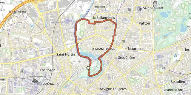 Tracé de Parcours de jogging Saint-Martin sur le Plan IGN