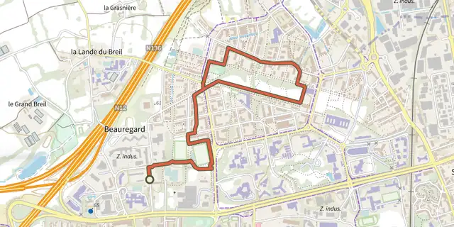 The Parcours de jogging Beauregard track on the IGN map
