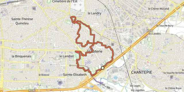 Tracé de Circuit La Poterie-Le Landry sur le Plan IGN