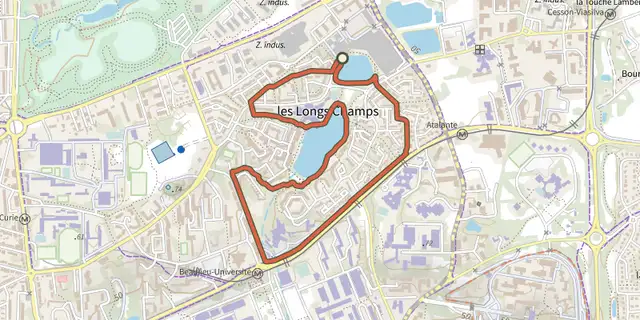 Tracé de Parcours de jogging Longschamps sur le Plan IGN